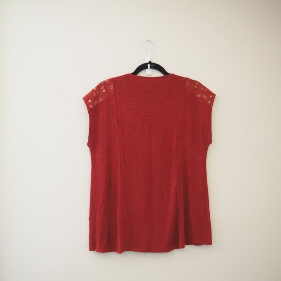Anthropologie Akemi + Kin Arcana Rust Embroidered Top sz S - Picture 8 of 8